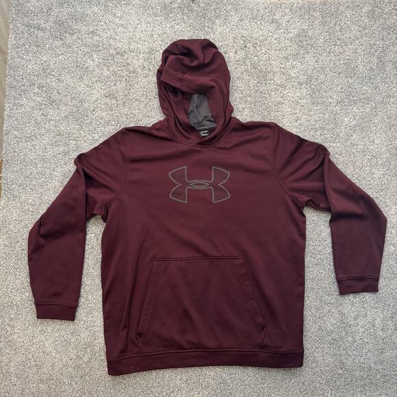 Under Armour Hoodie Mens 2XL Maroon Storm Pullover Loose Fit Sweatshirt Logo - Picture 1 of 14